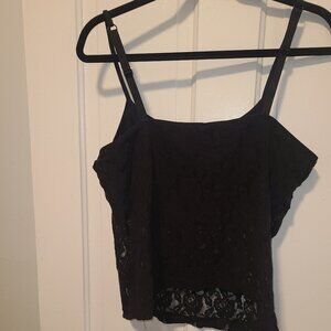Vintage Enchanting Black Lace Camisole Size 1X Built in Bra